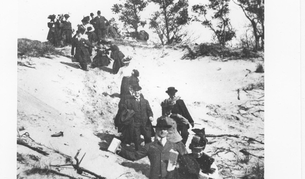 Park advocates tour the Indiana Dunes in 1916, the year Stephen Mather proposed a Sand Dunes National Park (NPS photo)