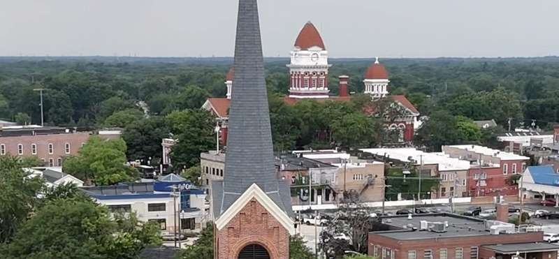 Downtown Crown Point from above
